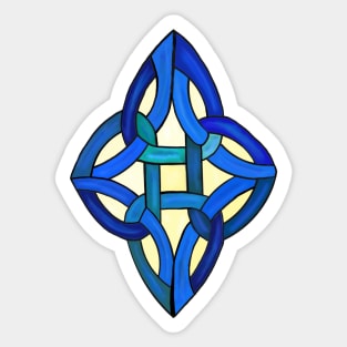 Study of a Stained Glass Celtic Marriage Knot in Ocean Blues Sticker